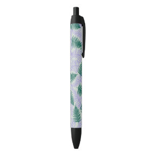 Grüne lila Farnblätter Retro 70er Blumenmuster Kugelschreiber