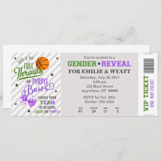 Grüne Lila Freie Throws oder Bugs Gender Reveal Einladung (Vorne/Hinten)