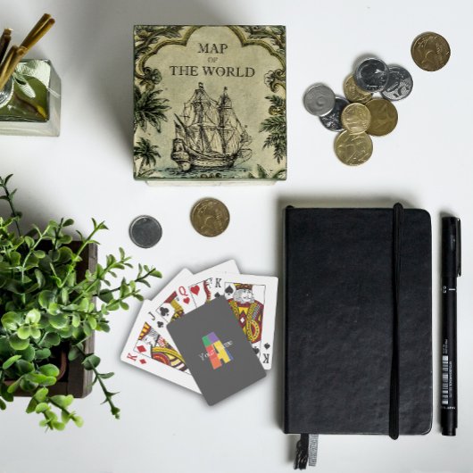 Grüne, lila gelbe Monogramm Initial A grau Spielkarten