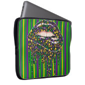 GRÜNE LILA GELBSTREIFEN LUSH LIPS MIT TROPFEN LAPTOPSCHUTZHÜLLE (Vorne Rechts)