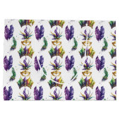 GRÜNE LILA GOLD MARDI GRAS MASKS & FEATHERS GROßE GESCHENKTÜTE (Rückseite)