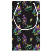 GRÜNE LILA GOLD MARDI GRAS MASKS & FEATHERS KLEINE GESCHENKTÜTE (Rückseite)