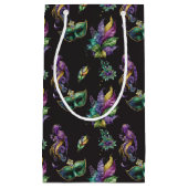 GRÜNE LILA GOLD MARDI GRAS MASKS & FEATHERS KLEINE GESCHENKTÜTE (Vorderseite)