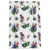 GRÜNE LILA GOLD MARDI GRAS MASKS & FEATHERS MITTLERE GESCHENKTÜTE (Vorderseite)