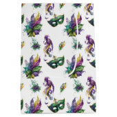 GRÜNE LILA GOLD MARDI GRAS MASKS & FEATHERS MITTLERE GESCHENKTÜTE (Rückseite)