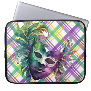 GRÜNE LILA GOLD WATERCOLOR MARDI GRAS MASK LAPTOPSCHUTZHÜLLE