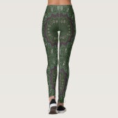 Grüne Lila Kaleidoskop-Ovalen und Sterne Leggings (Rückseite)