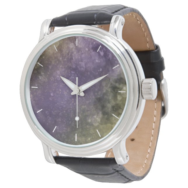 Grüne Lila Marmorwache Armbanduhr (Schrägansicht)