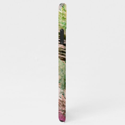 Grüne Lila Orange Rote Pinselstriche Art Muster iPhone Hülle (Rechte Seite)