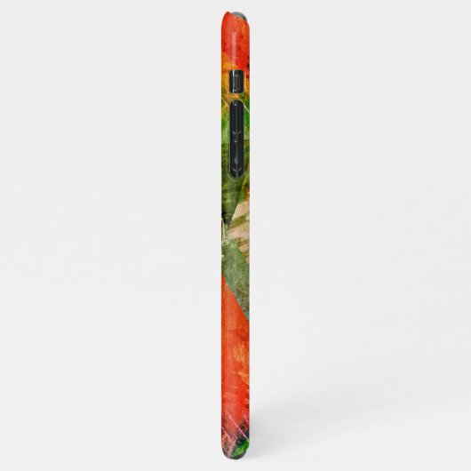 Grüne Lila Orange Rote Pinselstriche Art Muster iPhone Hülle (Linke Seite)