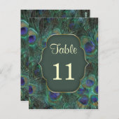 Grüne lila Pfau Tischnummer Postkarte (Vorne/Hinten)