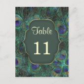 Grüne lila Pfau Tischnummer Postkarte (Vorderseite)