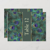 Grüne lila Pfau Tischnummer Postkarte (Vorne/Hinten)
