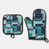 Grüne Lila Pothalter und Oven-Mitt Abstrakt Ofenhandschuh & Topflappen-Set (Vorderseite)