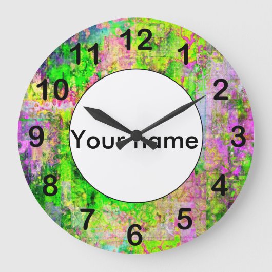Grüne lila Textur Große Wanduhr (Vorderseite)