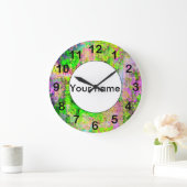 Grüne lila Textur Große Wanduhr (Zuhause)