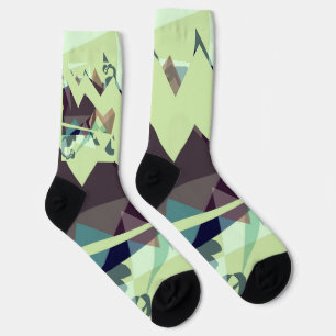 Grüne, Lila und blaue geometrische Gebirge Socken