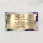 Grüne Lila Wasserfarbe und Goldfolie Visitenkarte (Rückseite)