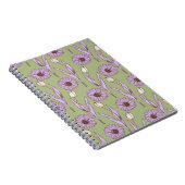 Grüne Lila Wildblume Boho Modernes Blumendesign Notizblock (Rechte Seite)
