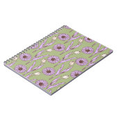 Grüne Lila Wildblume Boho Modernes Blumendesign Notizblock (Linke Seite)