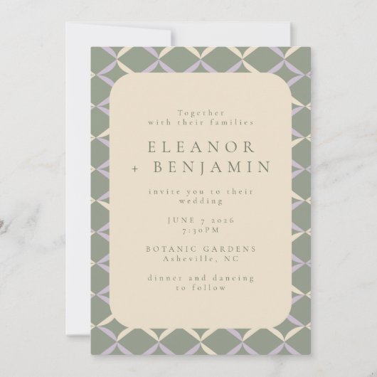 Grüne Lilac Rustikale Hochzeit Einladung (Vorderseite)