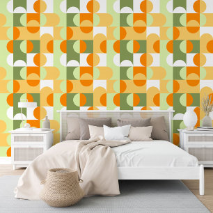 Grüne Lilie Orange Weiße Kreise Kunstmuster Tapete