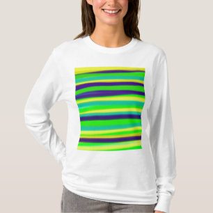 Grüne Limette gestreifte abstrakte Kunst T-Shirt
