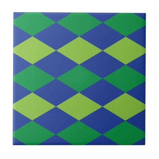 Grüne Limette Grüne Diamant-Schachbrettmuster Fliese (Vorderseite)