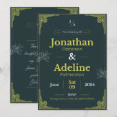 Grüne Limone Elegante Einladung zur Hochzeit (Vorne/Hinten)