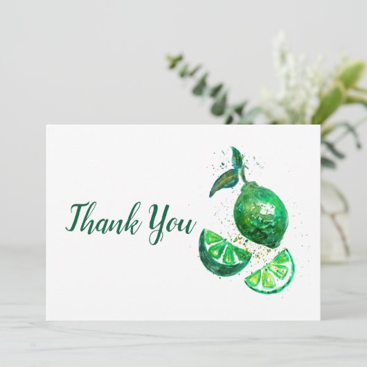 Grüne Limone Früchte Dankeskarte (Stehend Vorderseite)