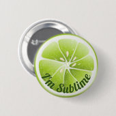 Grüne Limone Fruchtscheibe Button (Vorne & Hinten)