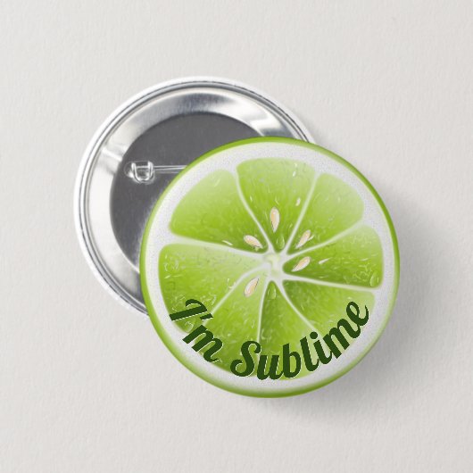 Grüne Limone Fruchtscheibe Button (Vorne & Hinten)