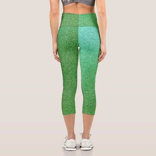 Grüne Limone Glitzer Capri Leggings (Rückseite)