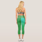 Grüne Limone Glitzer Capri Leggings (Rückseite)