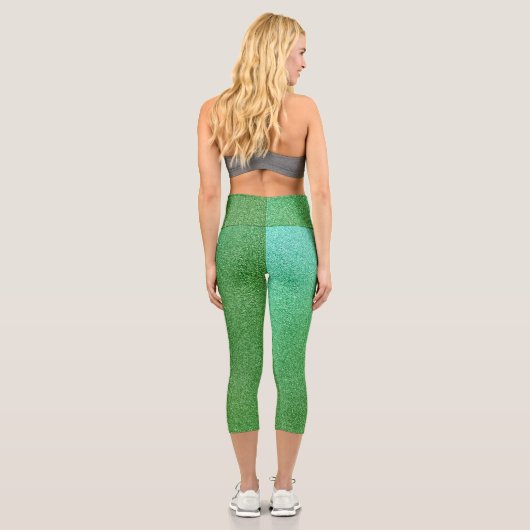 Grüne Limone Glitzer Capri Leggings (Rückseite)