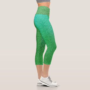 Grüne Limone Glitzer Capri Leggings