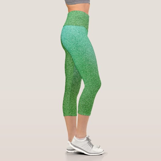Grüne Limone Glitzer Capri Leggings (Rechts)