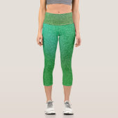 Grüne Limone Glitzer Capri Leggings (Vorderseite)