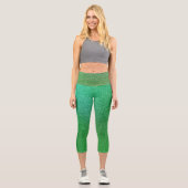 Grüne Limone Glitzer Capri Leggings (Vorderseite)