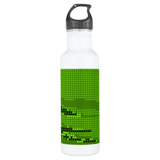GRÜNE LIMONE SCHWARZE NEON RETRO DOTS ART TRINKFLASCHE (Vorderseite)