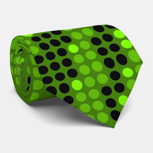 GRÜNE LIMONE SCHWARZE RETRO PUNKT-NEONKUNST KRAWATTE (Gerollt)