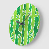 Grüne Limone Waves Große Wanduhr (Winkel)