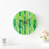 Grüne Limone Waves Große Wanduhr (Zuhause)