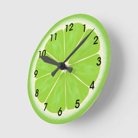 Grüne Limone Zitrusfrucht-Slice Runde Wanduhr (Winkel)