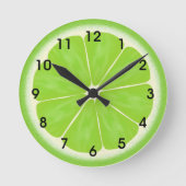 Grüne Limone Zitrusfrucht-Slice Runde Wanduhr (Vorderseite)