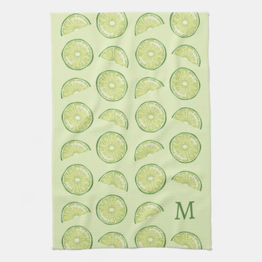 Grüne Limone Zitrusfrüchte mit maßgeschneidertem M Geschirrtuch (Vertikal)