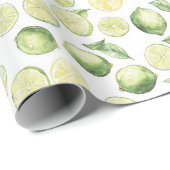 Grüne Limonen Blätter Obst Geschenkpapier (Rolleneckpunkt)