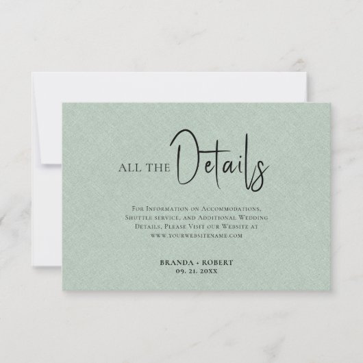 Grüne Linen Einfache schwarze Skripte Hochzeitsdet Einladung (Vorderseite)