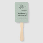 Grüne Linen Einfaches Schwarzes Skript Hochzeitsha Fächer (Vorderseite)