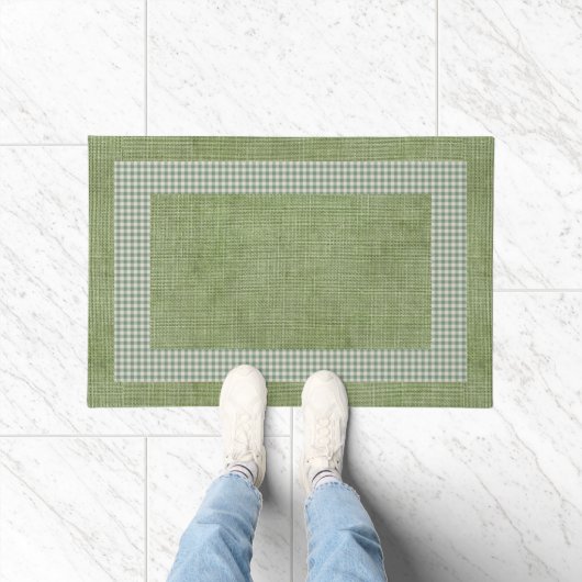 Grüne Linen und Gingham Karo Kitchen Mat Fußmatte (Indoor)